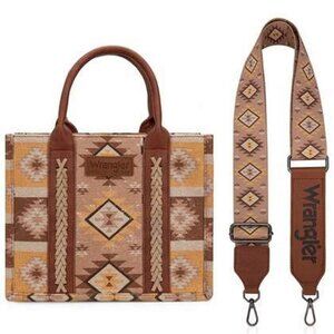 Wrangler Aztec Pattern Dual Sided Print -Tote/Crossbody Purse Tote Handbag